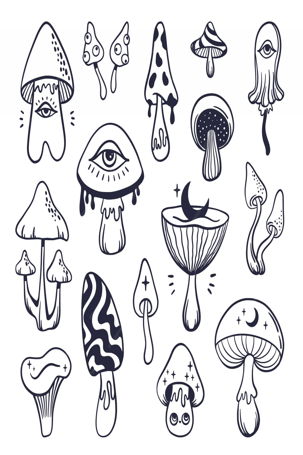 Free Vector  Hand drawn mushroom outline illustration