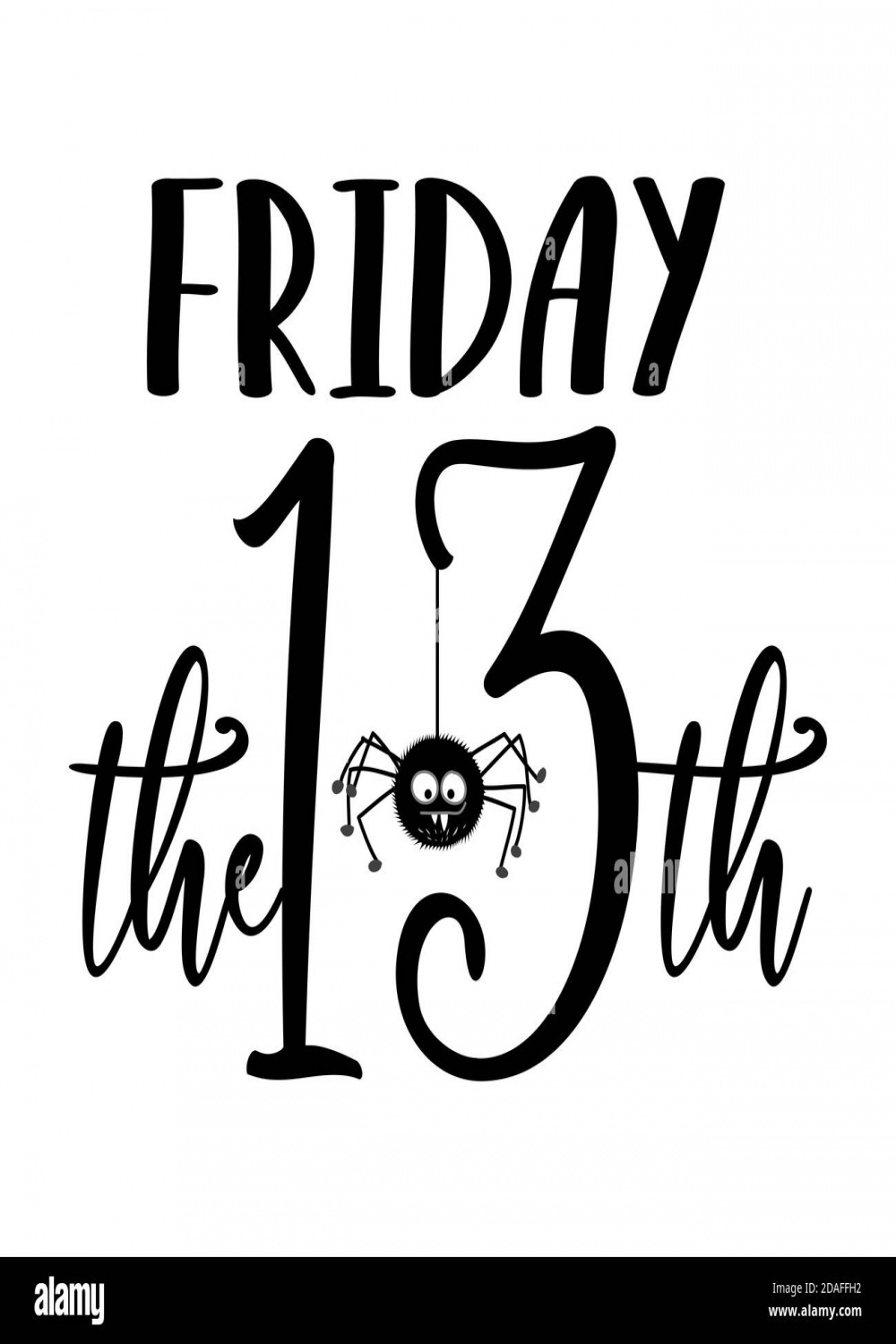 Friday the th - Hand lettering optimistic typography with cute
