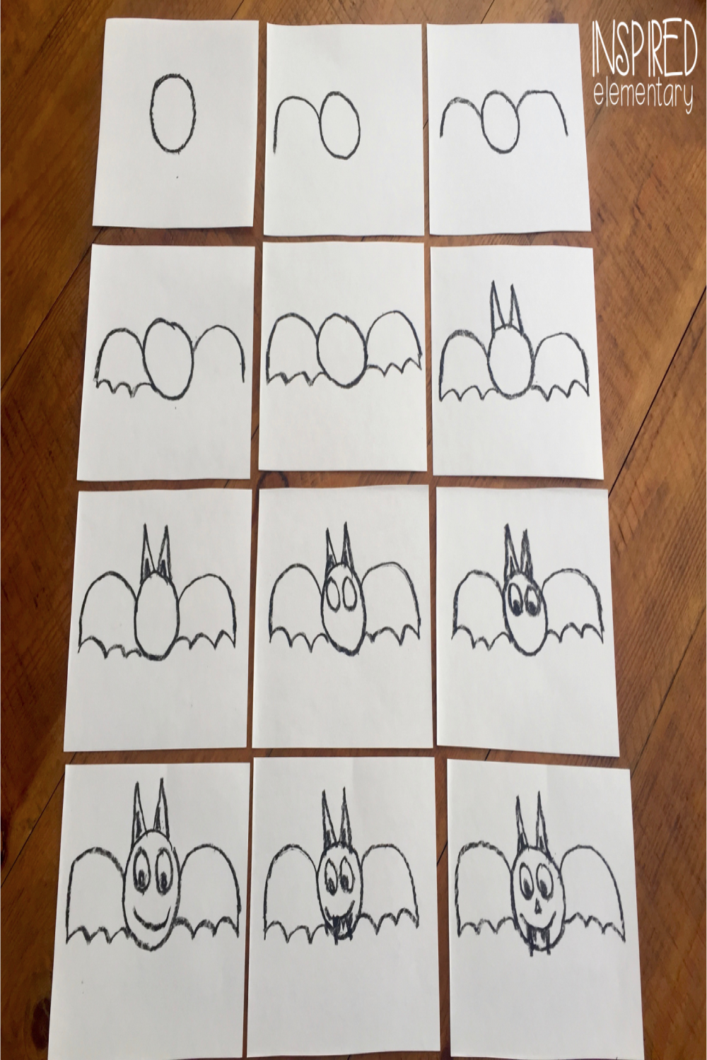 Friendly Bat Directed Drawing  Directed drawing kindergarten