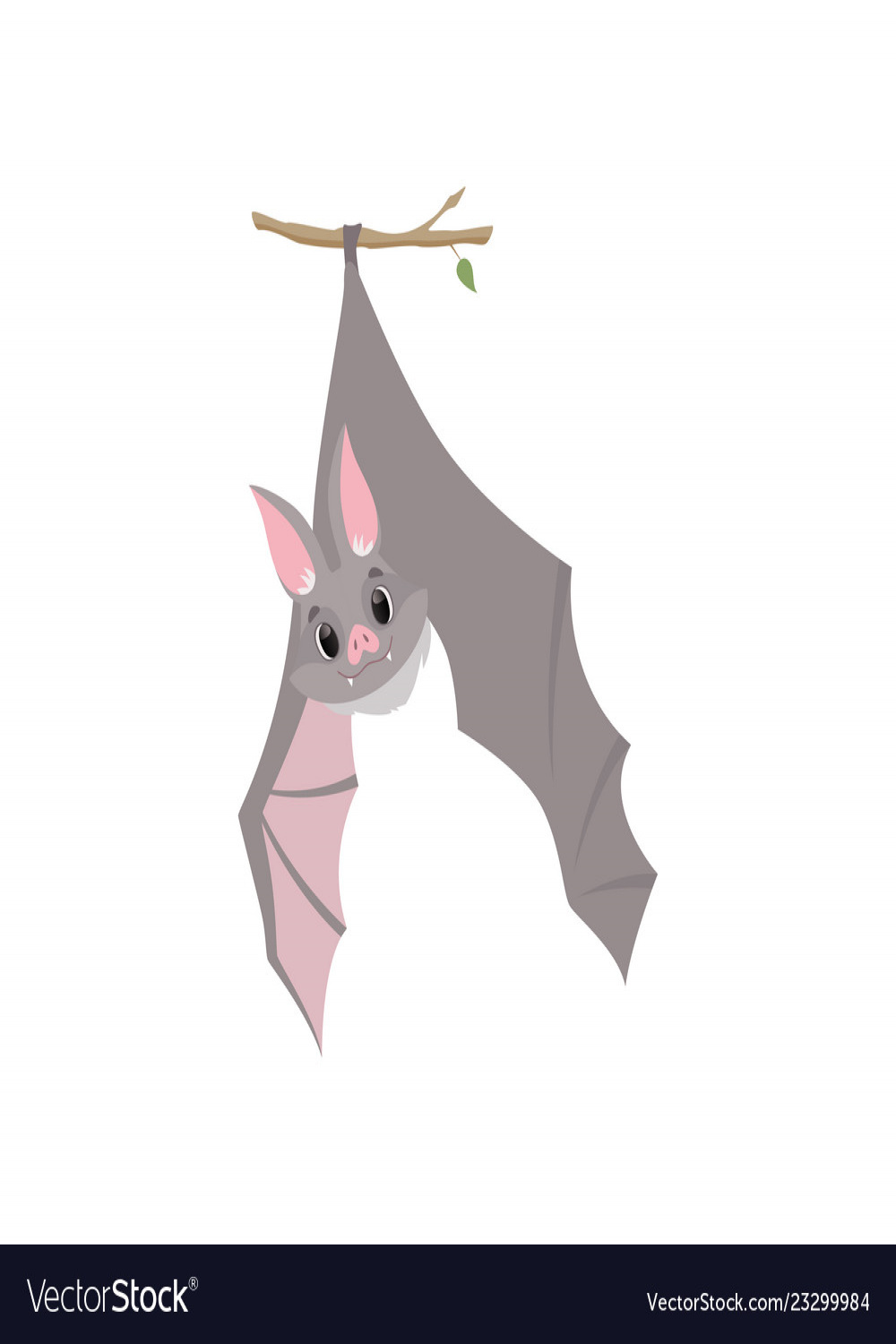 Funny bat hanging upside down on a branch wrapped Vector Image