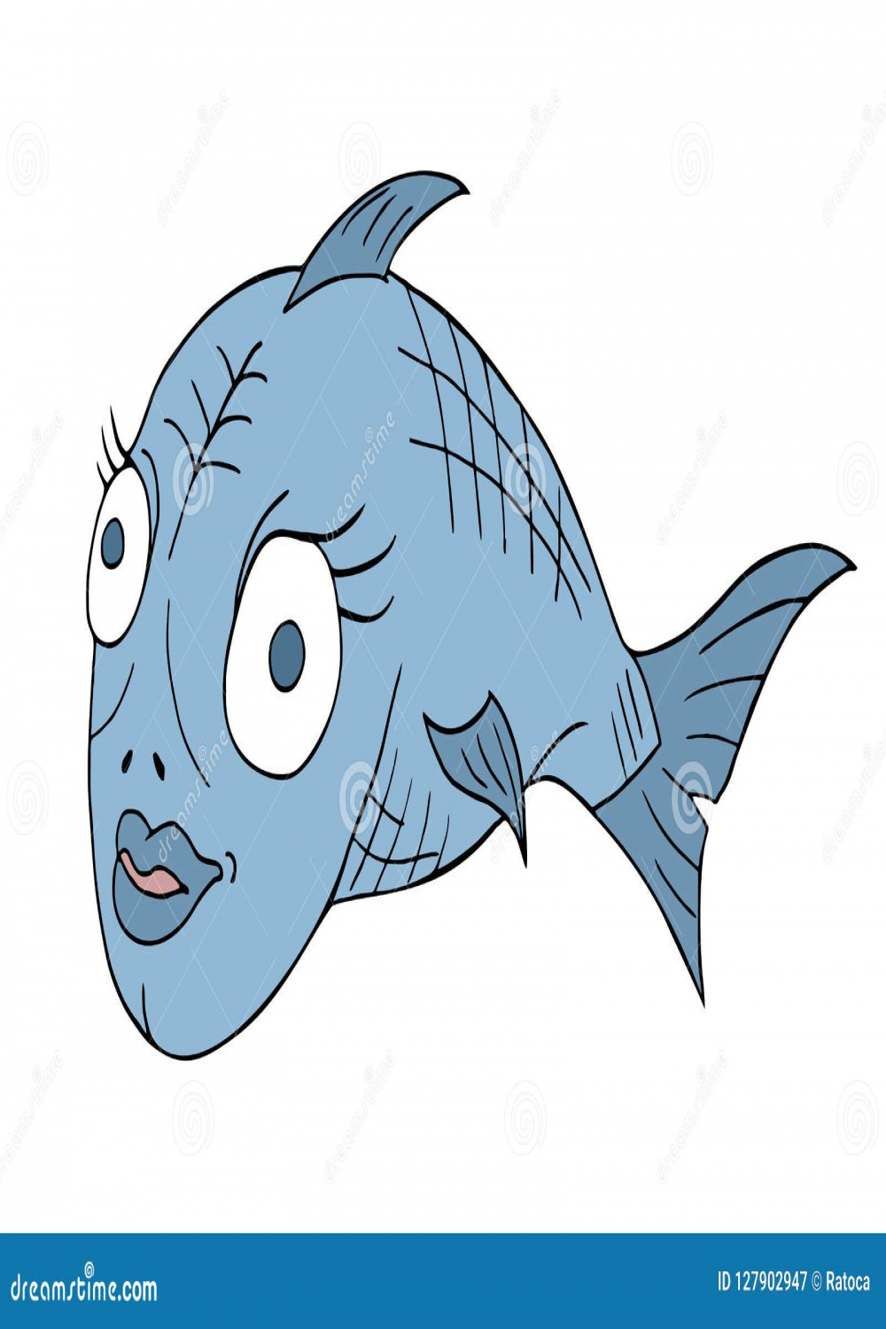 Funny fish draw stock vector