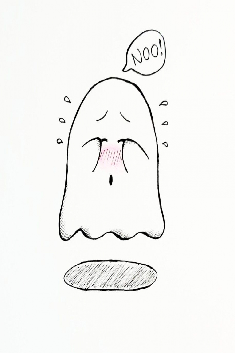 Ghost Doodle. A drawing of a cute ghost who is afraid