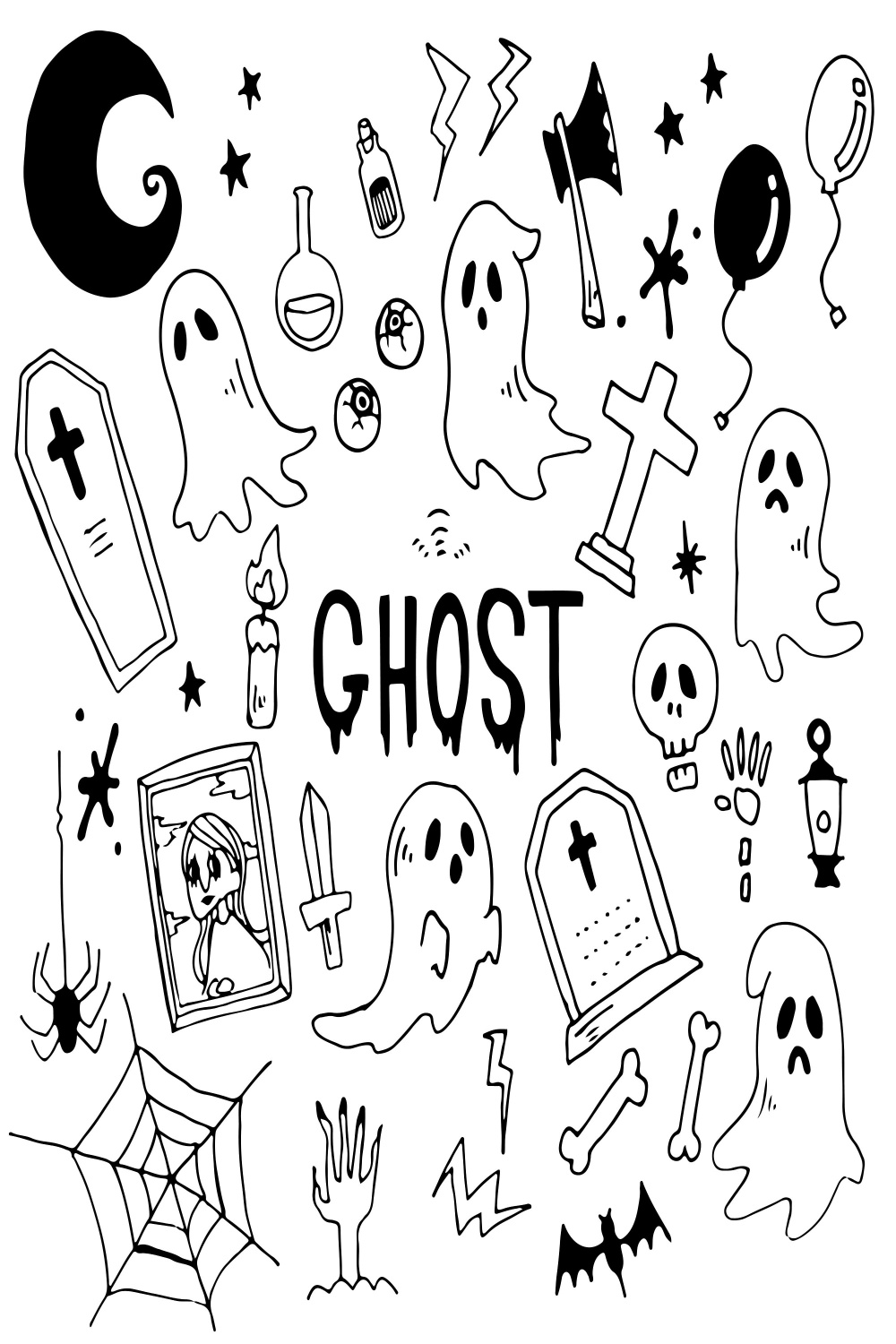 Ghost Illustration Pack elements/halloween/doodle Clip Art/hand