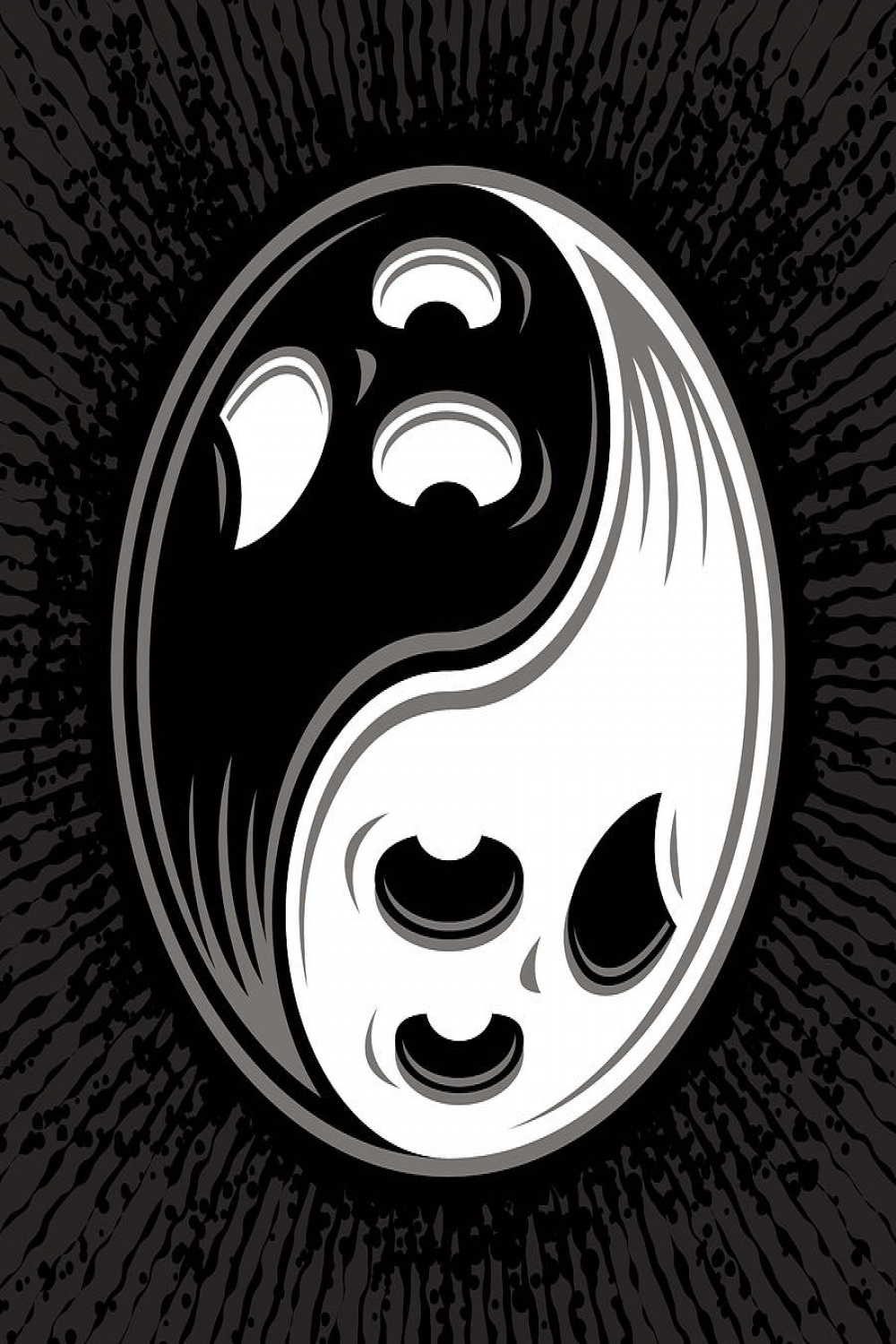 Ghost Yin Yang Black and White Digital Art by John Schwegel - Pixels