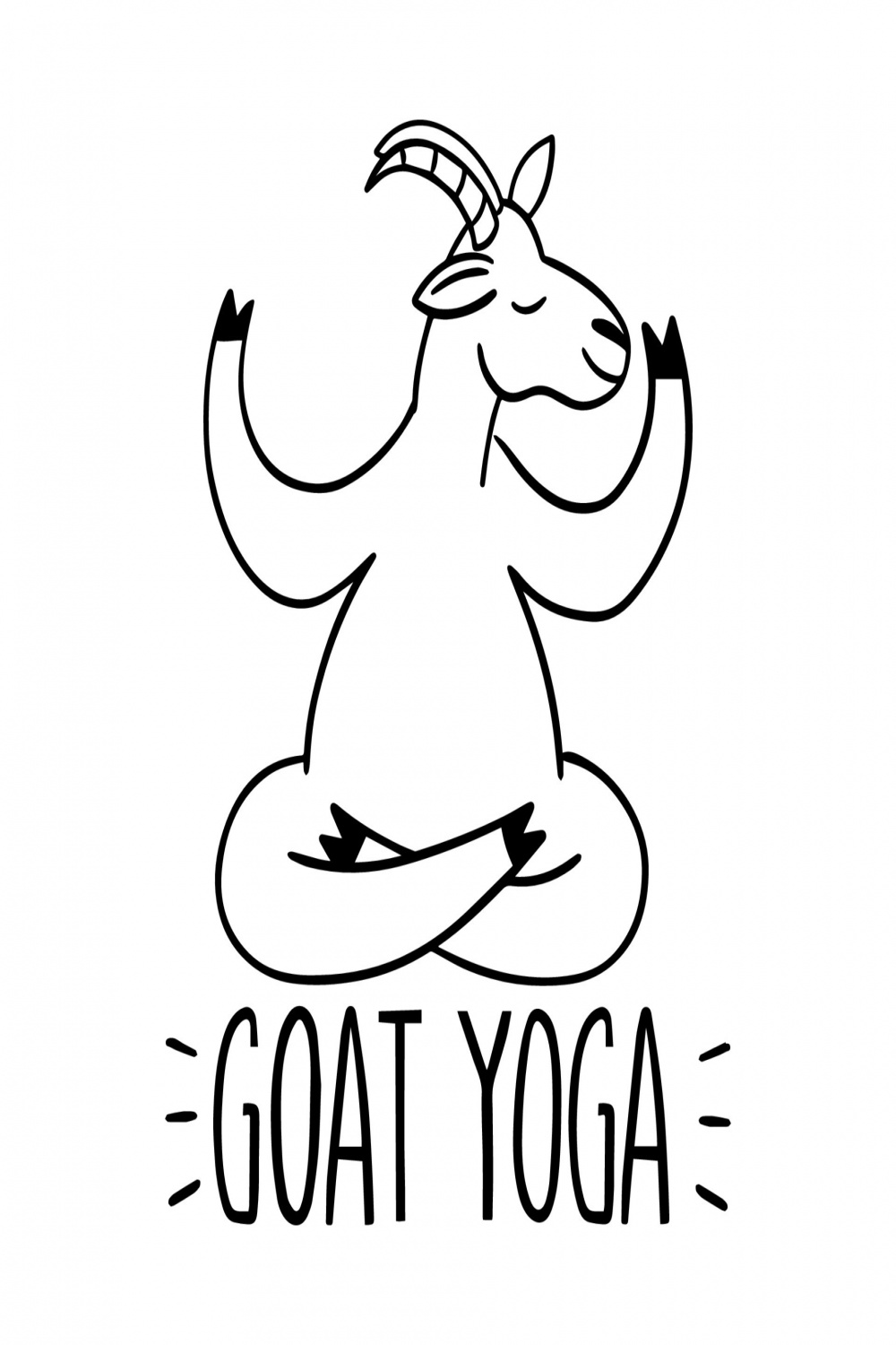 Goat yoga outline illustration. Modern fitness