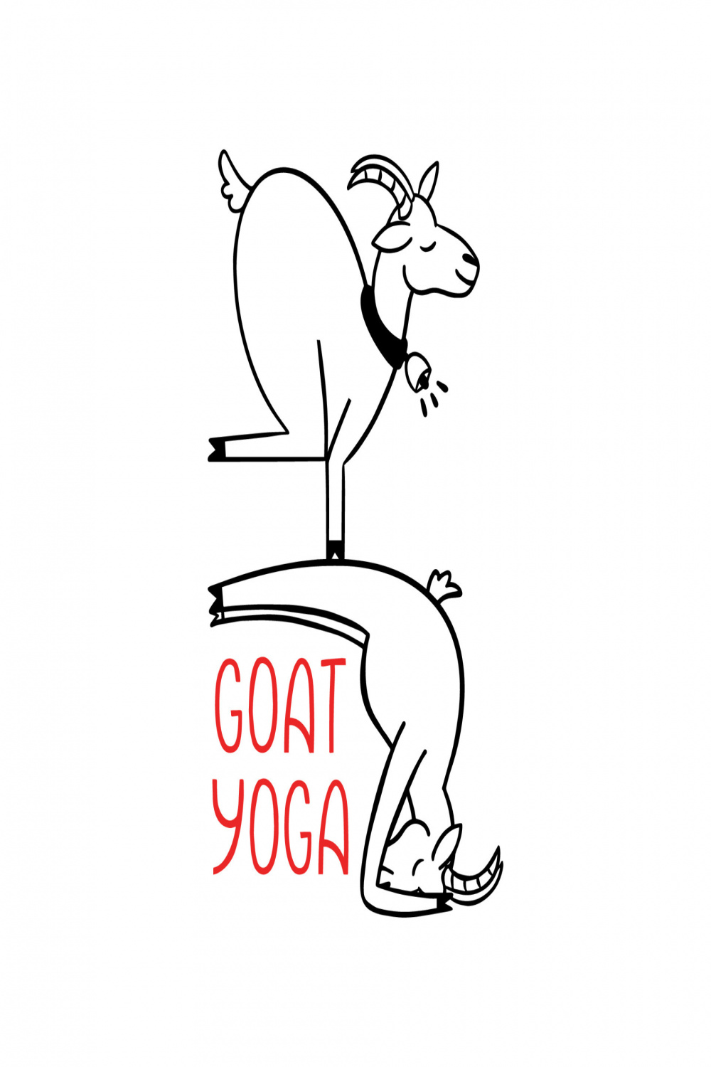 Goat yoga outline illustration. Modern fitness