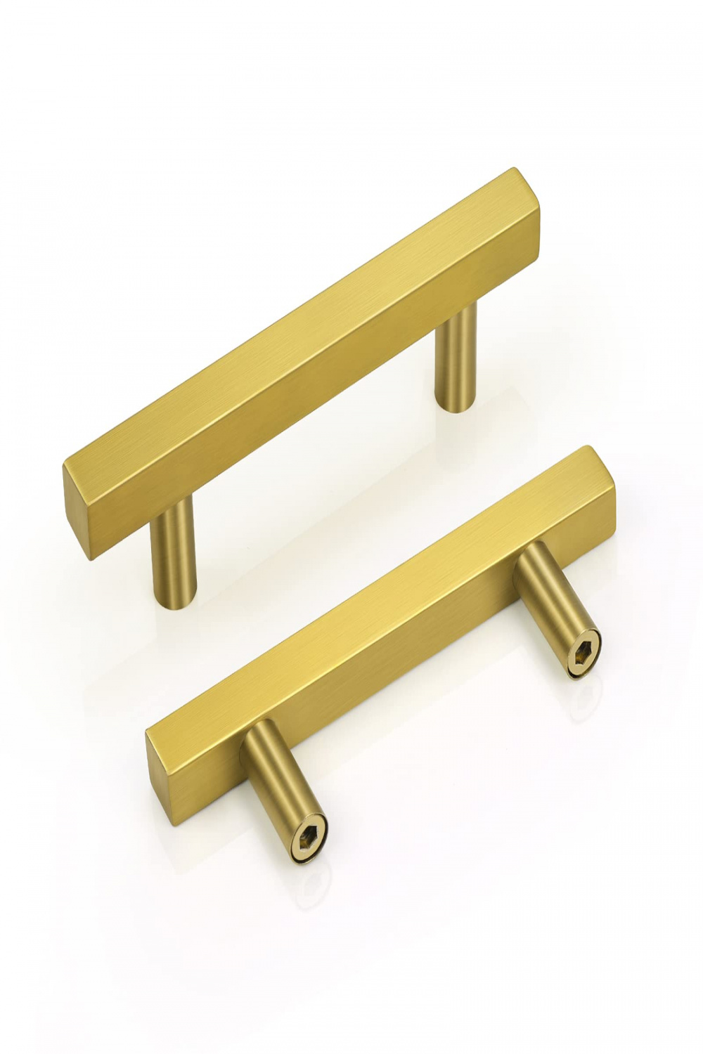 GOLDENTIMEHARDWARE  Pack Gold Cabinet Handles, Inch Brass