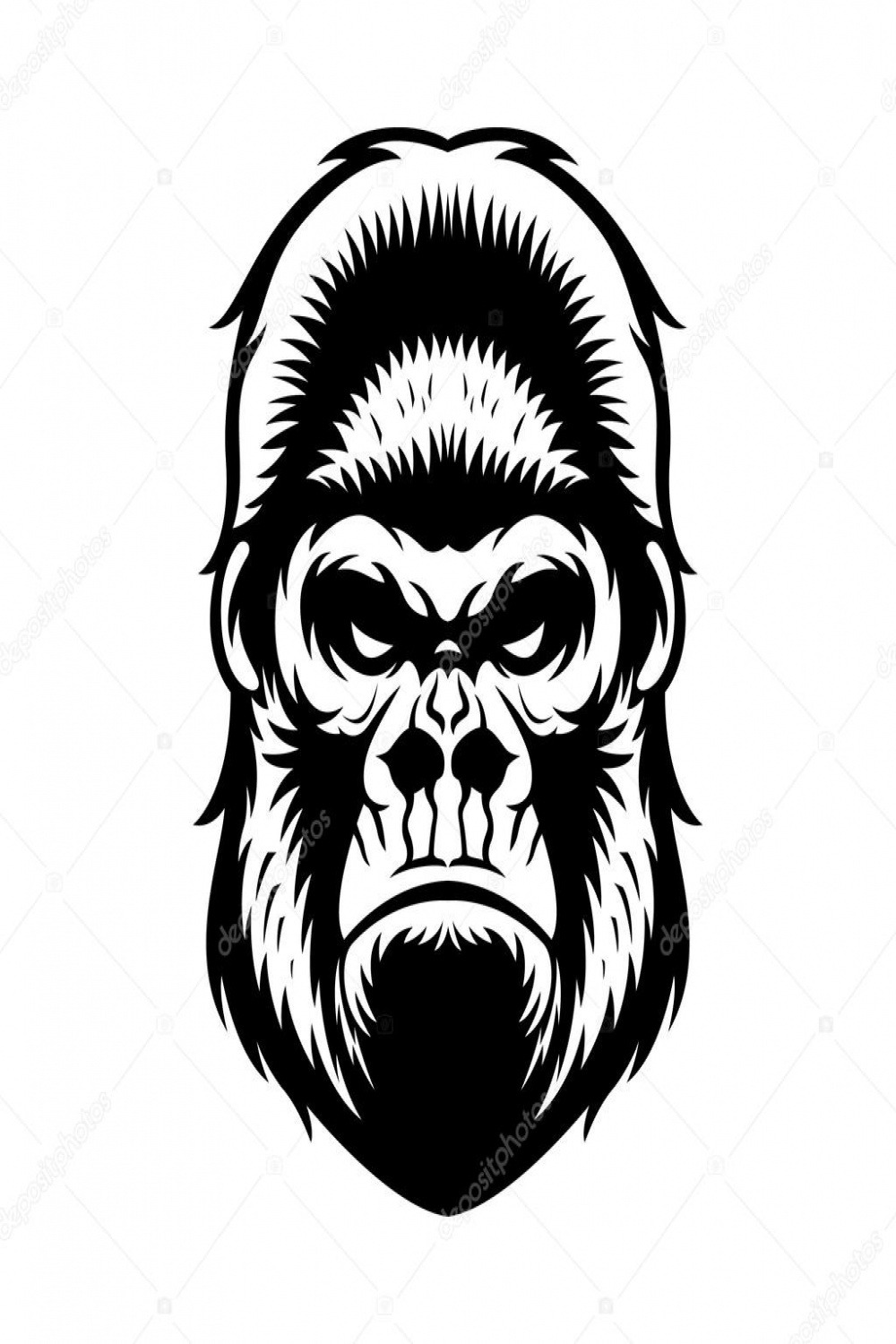 Gorilla Head BW Stock Vector by ©rivansyamseller