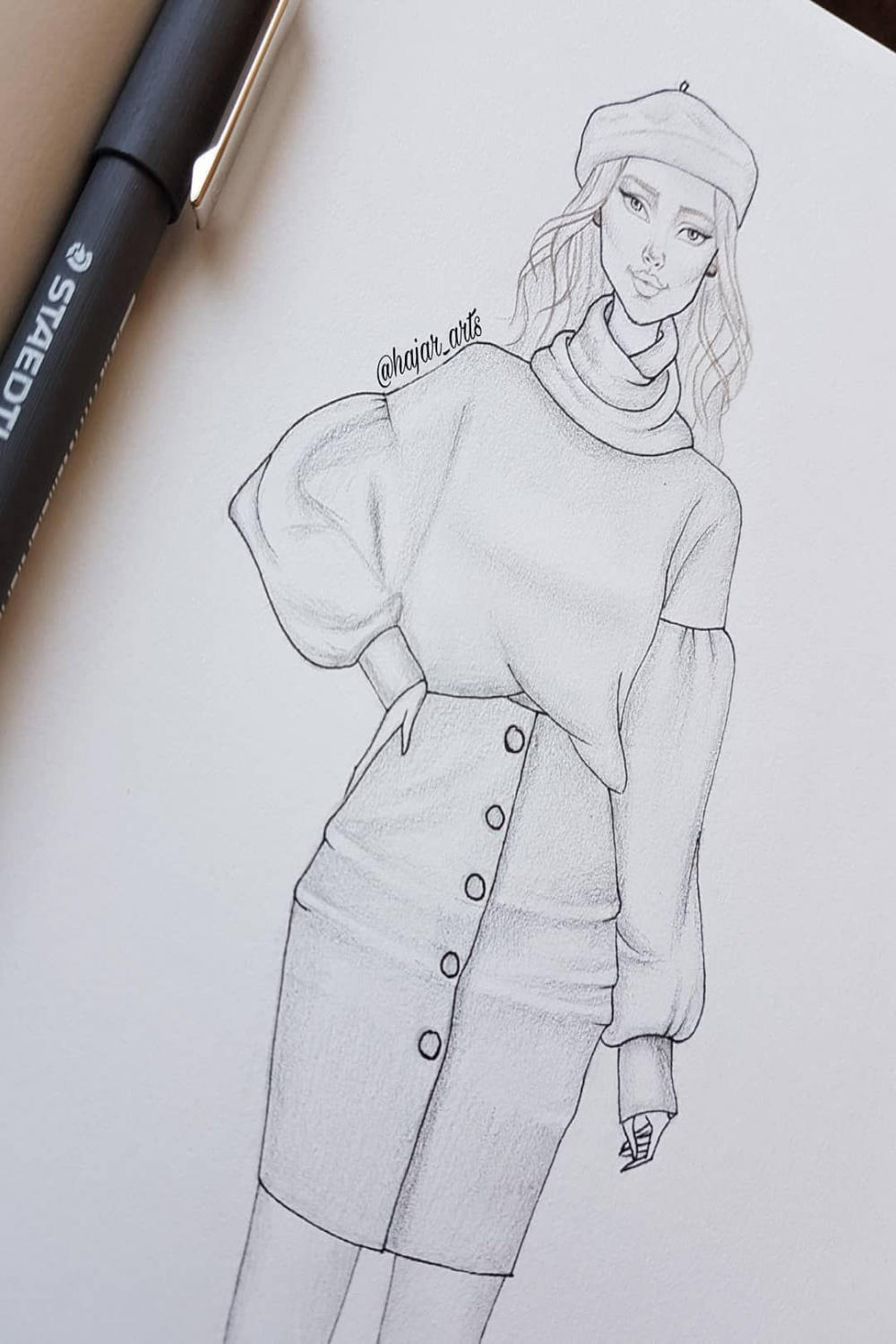 H A J A R A M E N C H A R on Instagram: “Sketch 🌼 #fashion #art