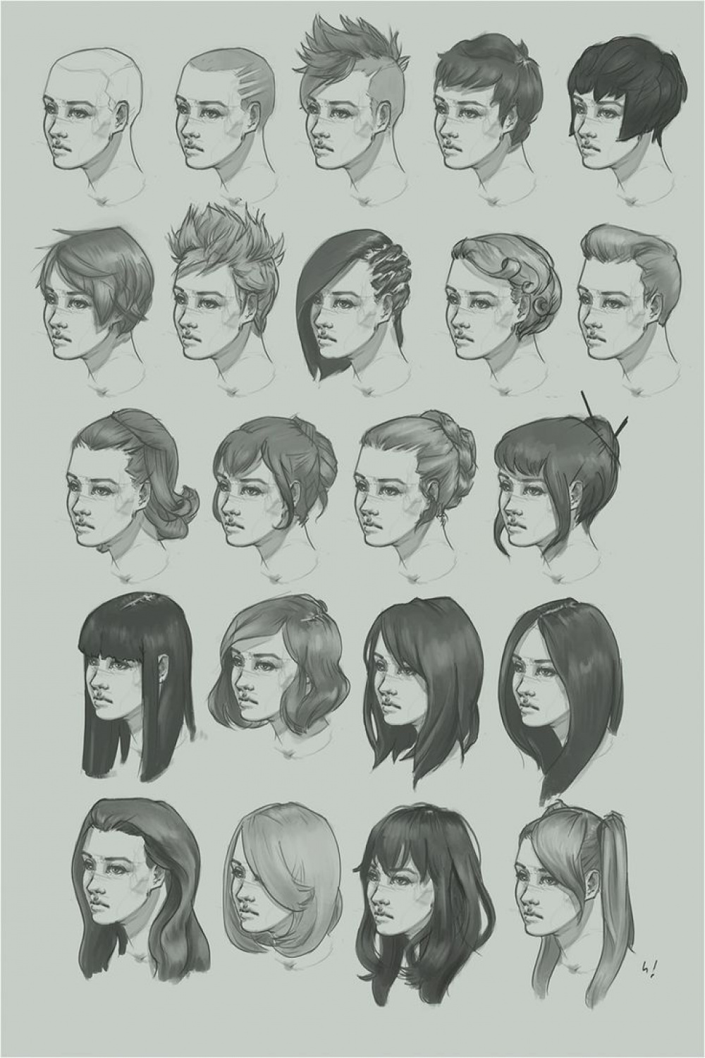 Hairstyle Study By Artofhkm On Deviantart  Short hair drawing