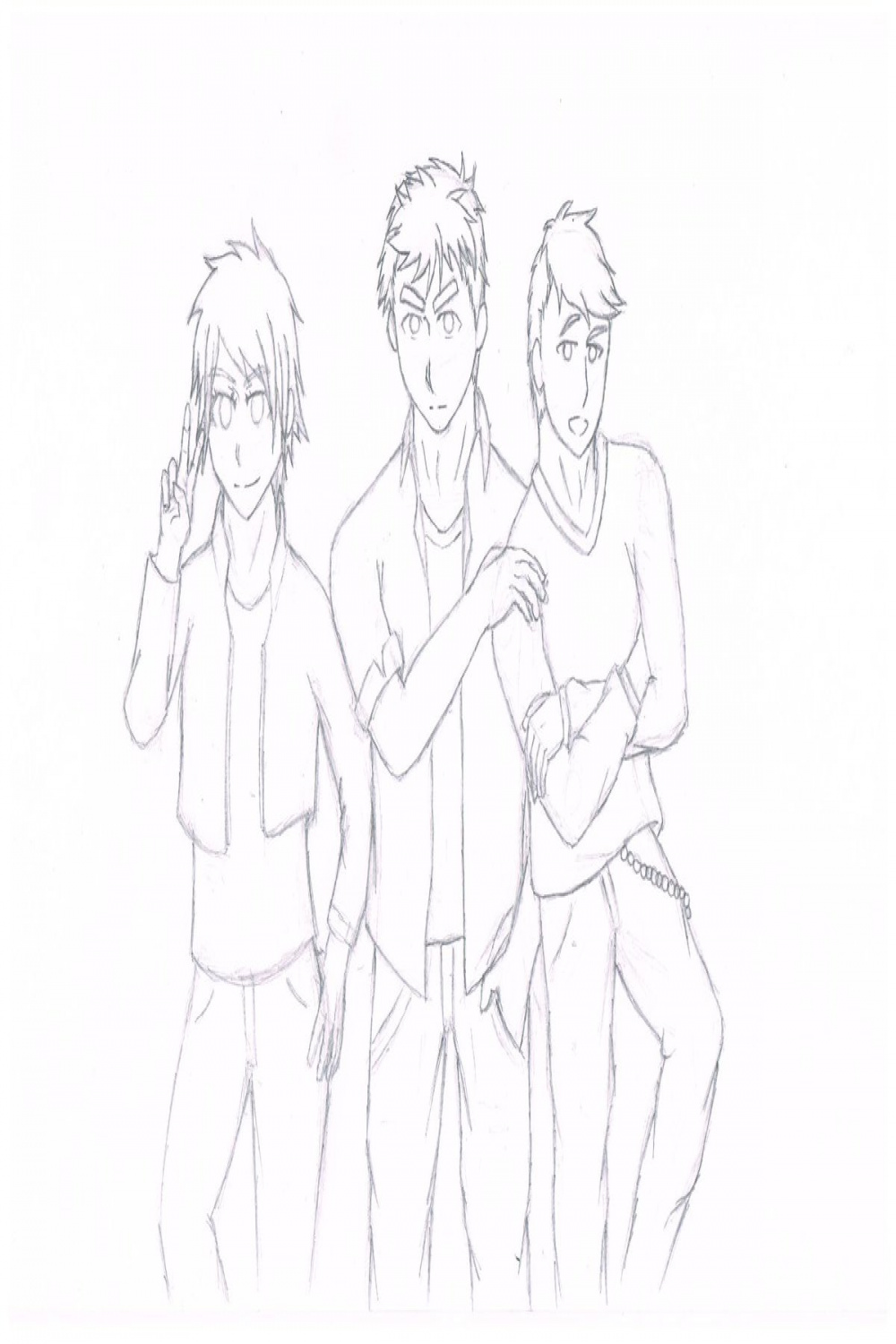 Hakuda on X: " friends posing for a picture :D #sketch #anime