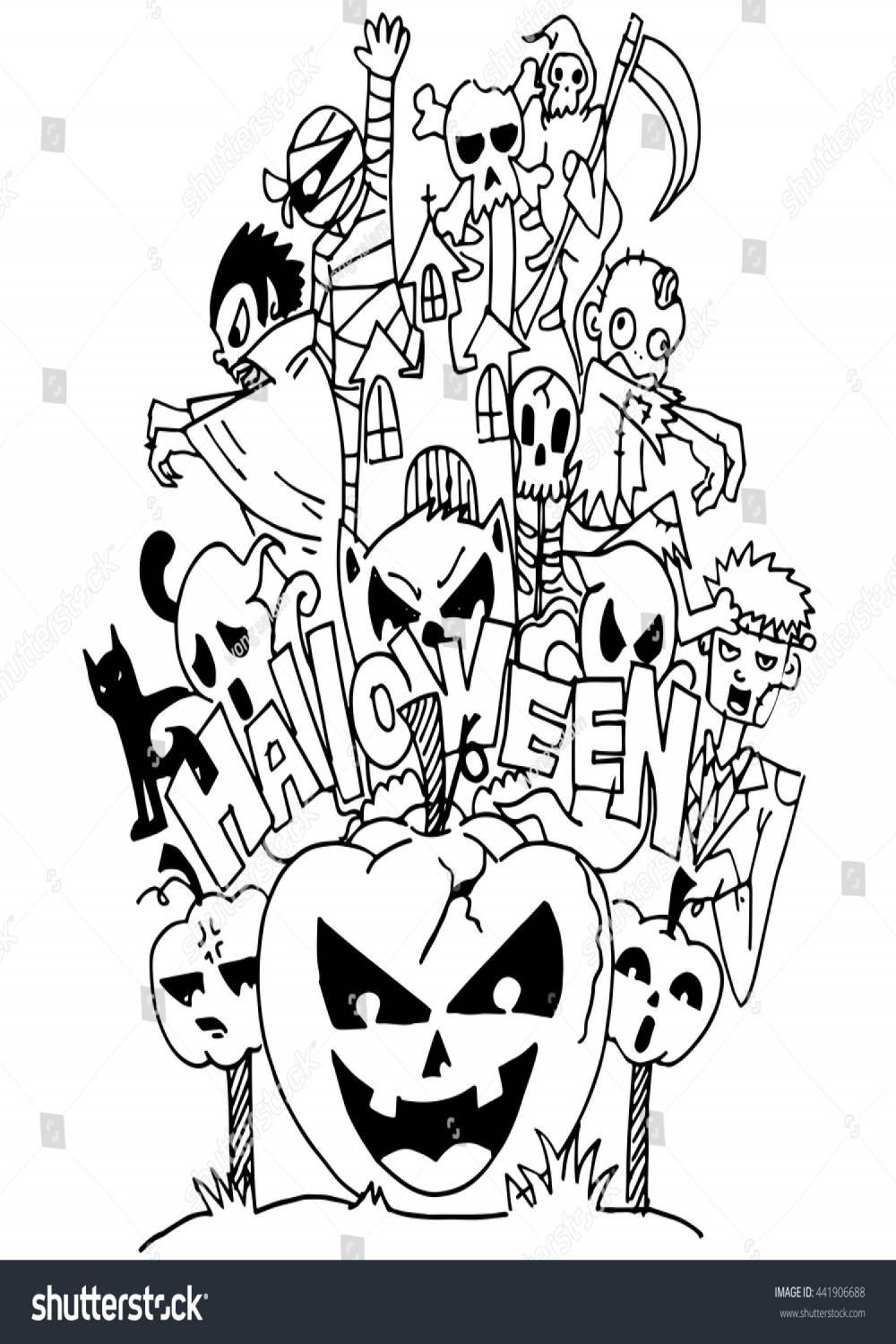 Halloween Ghost Doodle Art Hand Draw: Stock-Vektorgrafik