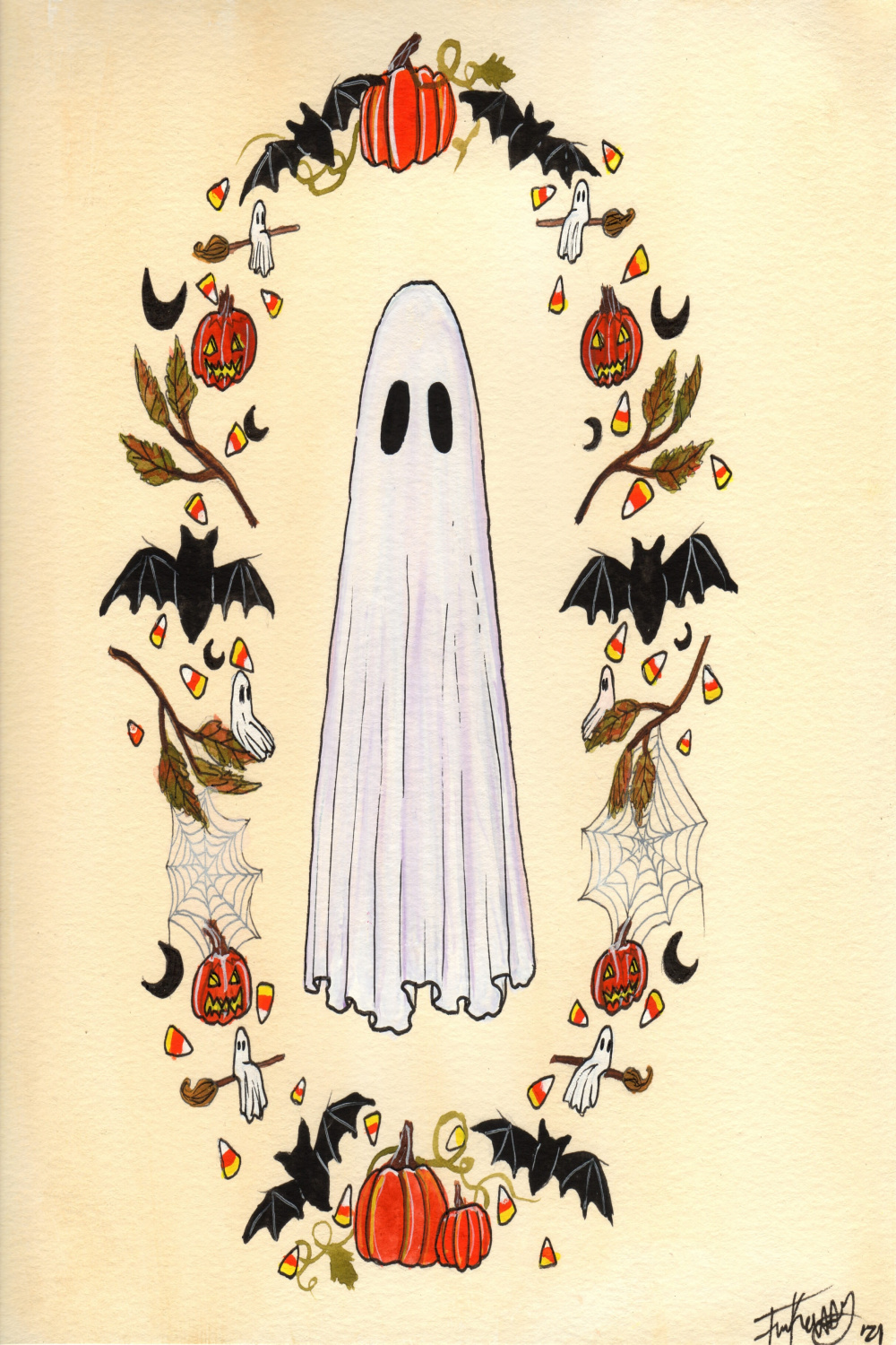 Halloween Ghost - Painting by Flukelady  Prints Available