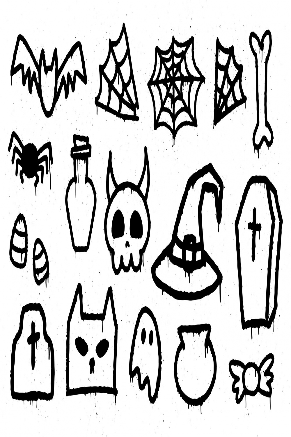 Halloween graffiti set. Trendy YK urban street style