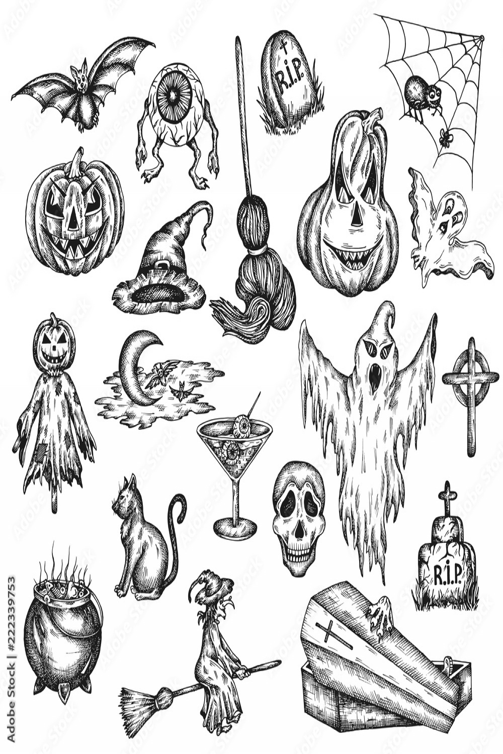 Halloween holiday cartoon horror set