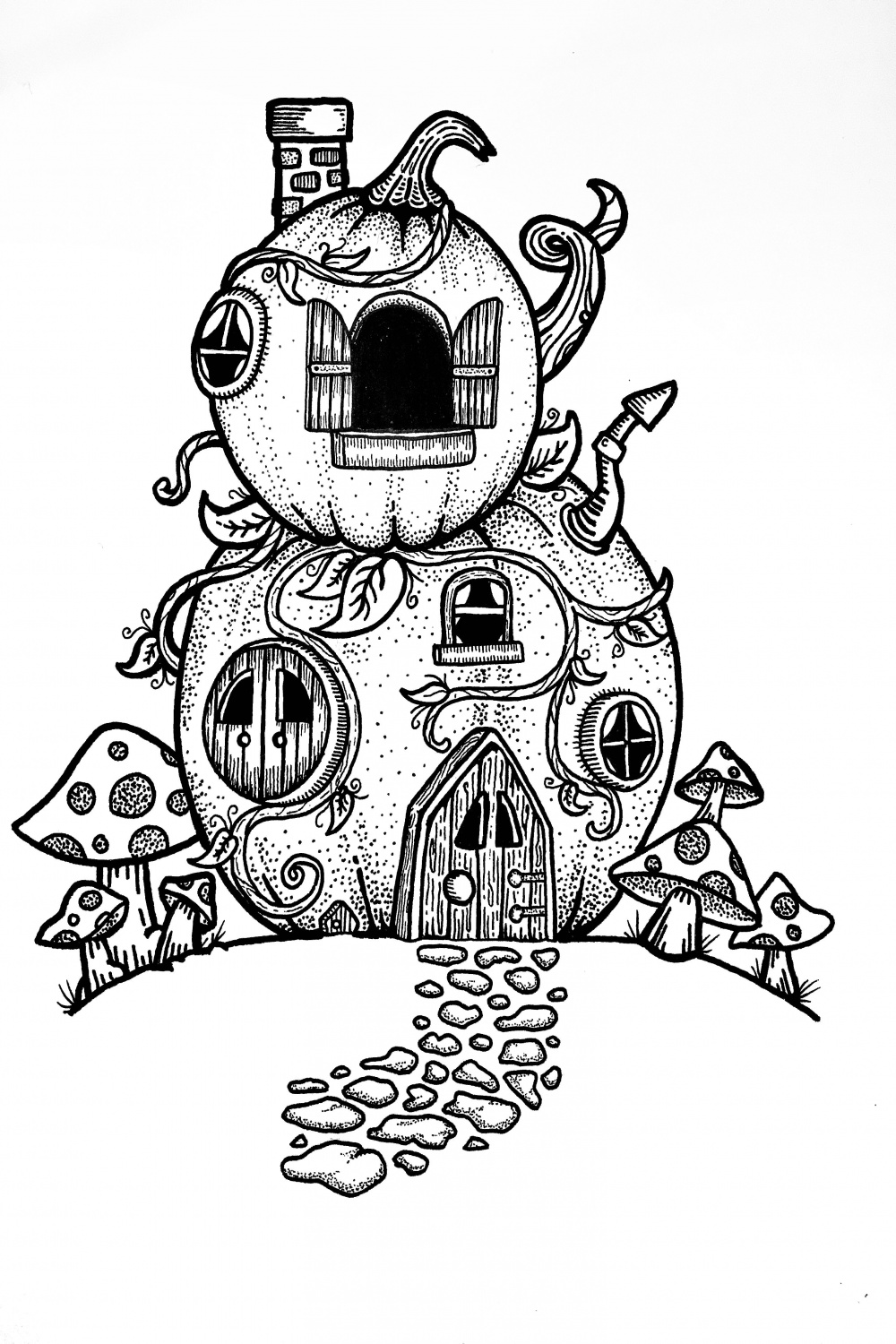 Halloween pumpkin house drawing  Haunted house drawing, Pumpkin