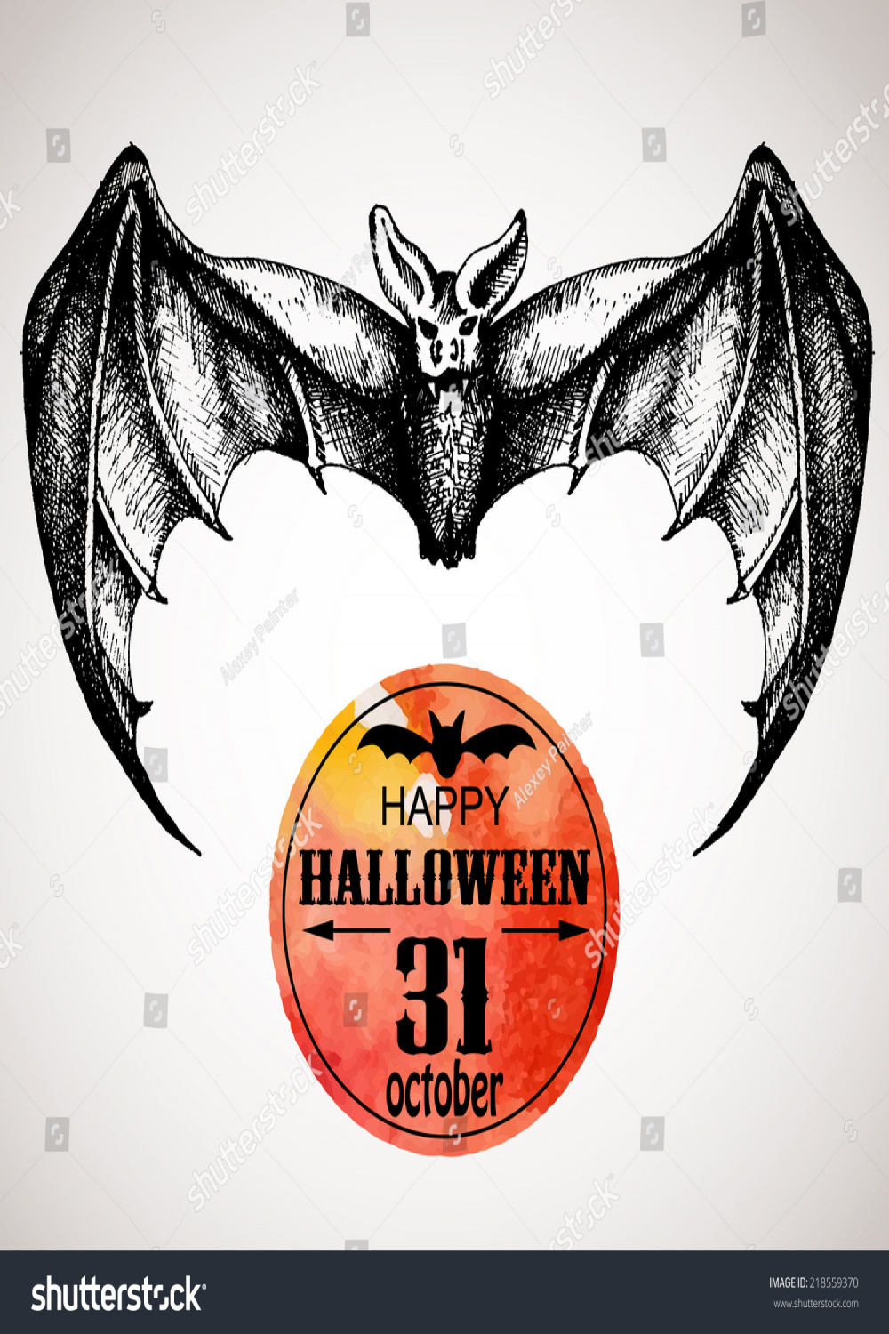 Halloween Scary Bat Typographic Poster Background Stock Vector