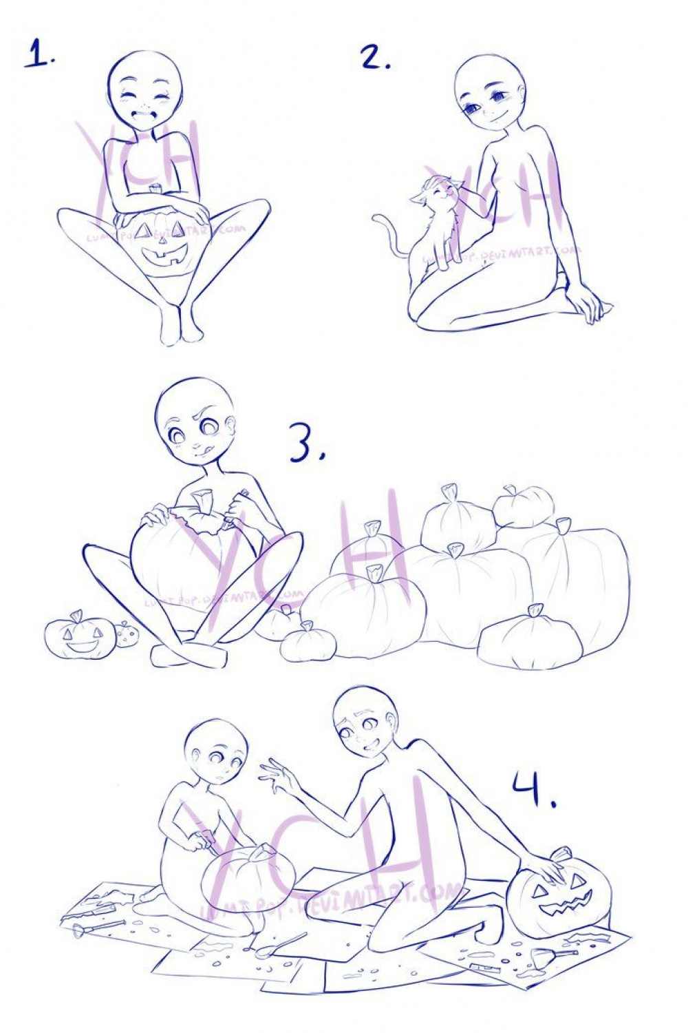 HALLOWEEN YCH - OPEN by LumiPop  Drawing base, Anime poses