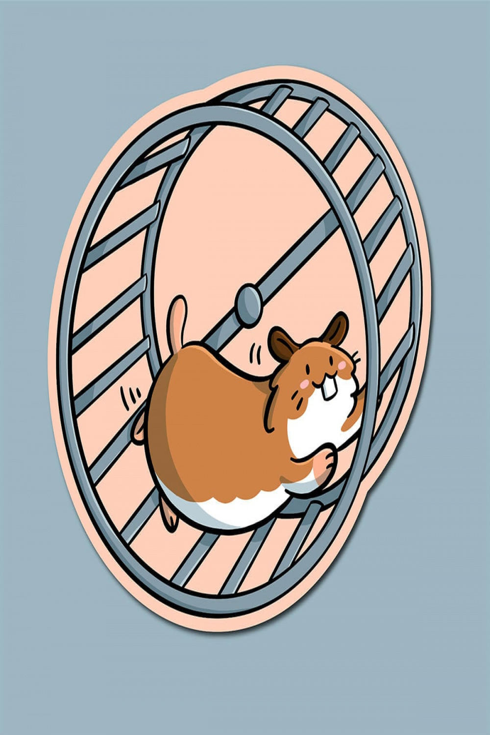 Hamster Vinyl Sticker  Hamster in a Wheel Waterproof Sticker Car Sticker   Kawaii animals  Cute Pets Sticker  Brown and White Hamster