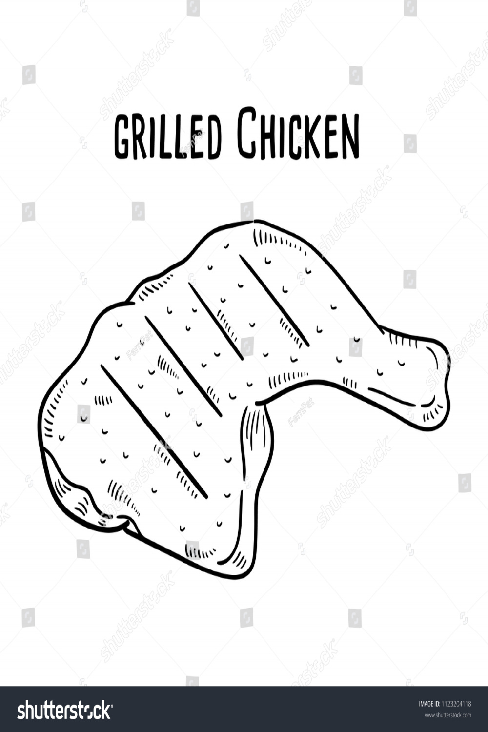 Hand Drawn Illustration Grilled Chicken Stock Vector (Royalty Free