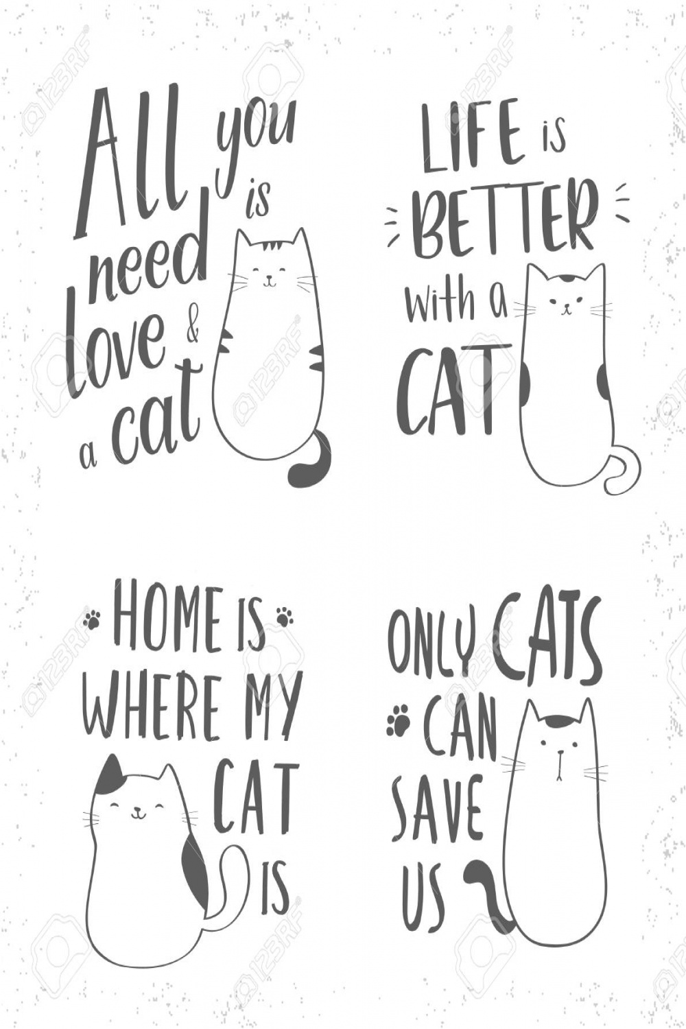 Hand Drawn Lettering Quotes About Cats