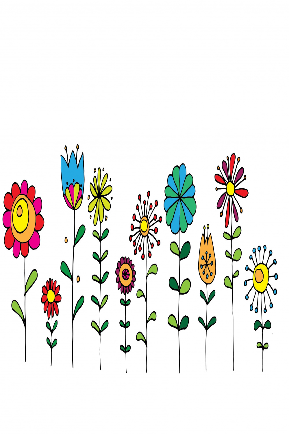 Hand drawn retro flowers  Doodle art flowers, Flower doodles