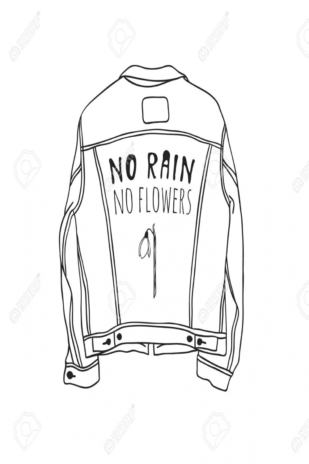Hand Drawn Spring Fashion Illustration Wear And Quote NO RAIN, NO