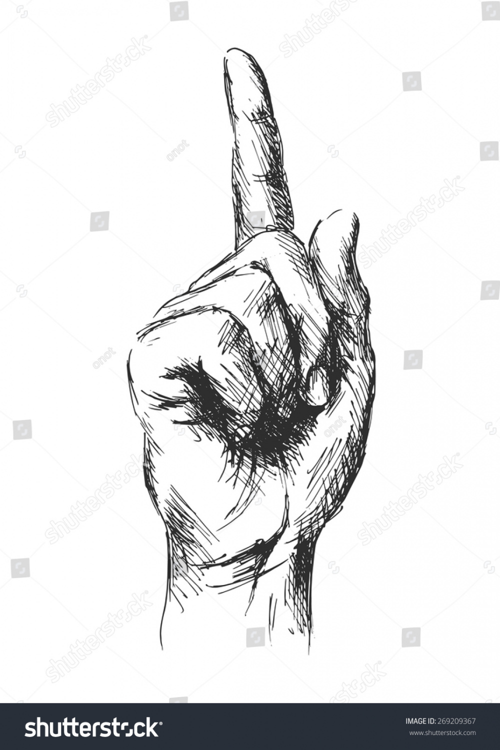 Hand Sketch Hand Pointing Finger: Stock-Vektorgrafik (Lizenzfrei