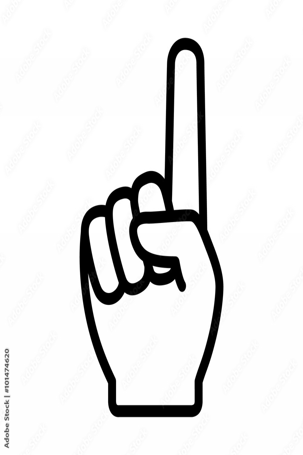 Hand with number  / one finger line art icon for apps and
