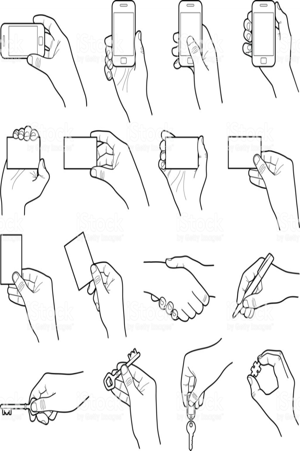 Hands holding objects line illustration  Hand drawing reference