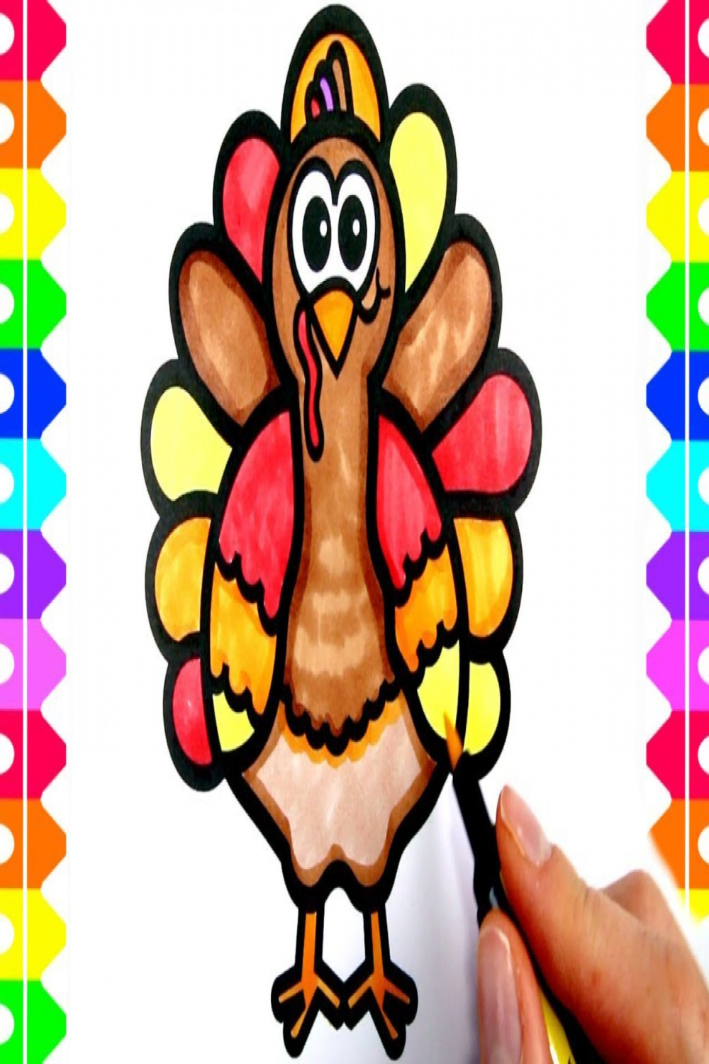 HAPPY THANKSGIVING COLORING!! How to Draw a Cartoon Turkey! Gobble  Gobble!!! Fun Coloring Pages Kids