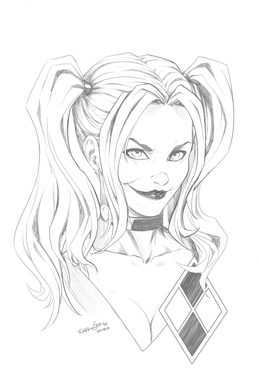 Harley Quinn Portrait Sketch  Harley quinn drawing, Sketches