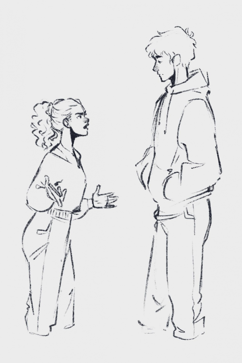 Hazille sketch aka height difference  Drawing poses, Art poses