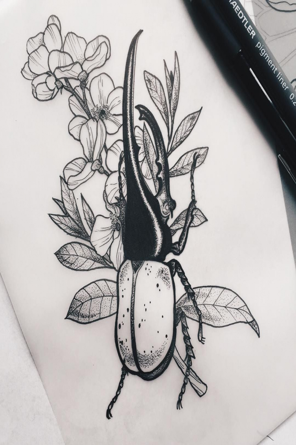 hercules beetle, new & ready to tattoo #tattoodesign #drawing