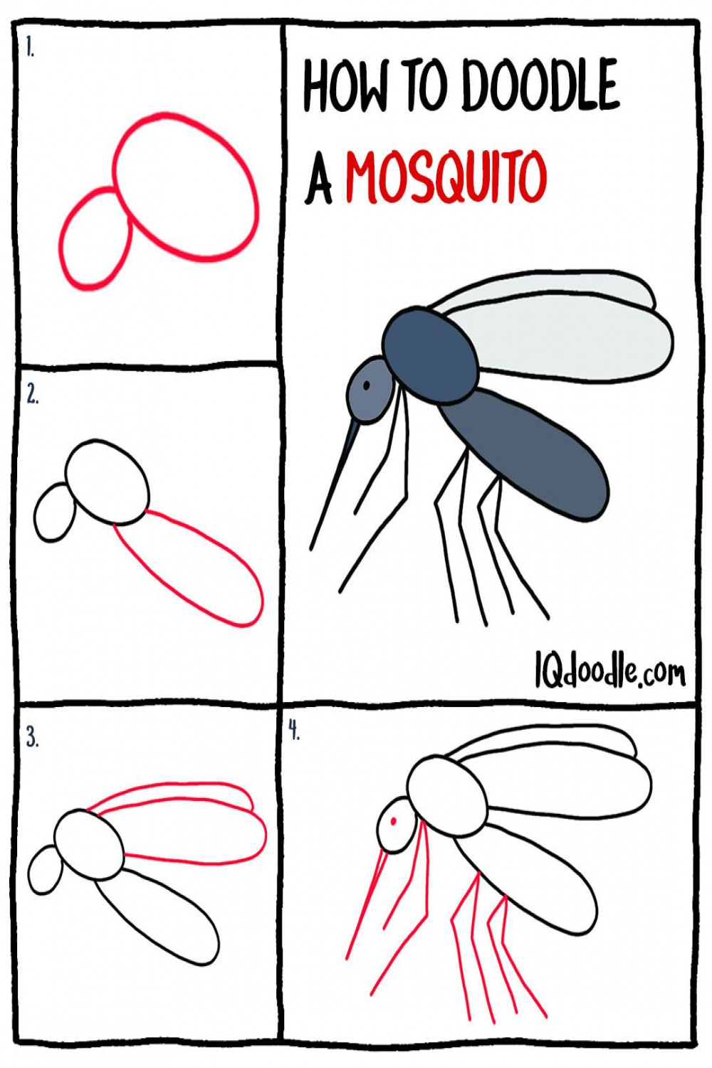 How to Doodle a Mosquito - IQ Doodle School  Mosquito, Easy