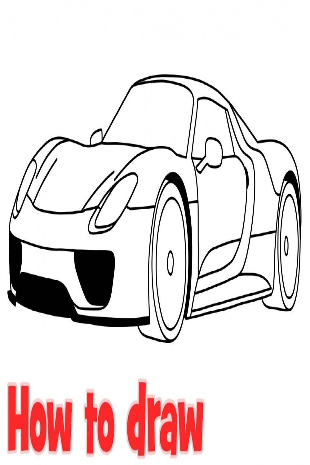How to draw a car Porsche  Spyder step by step