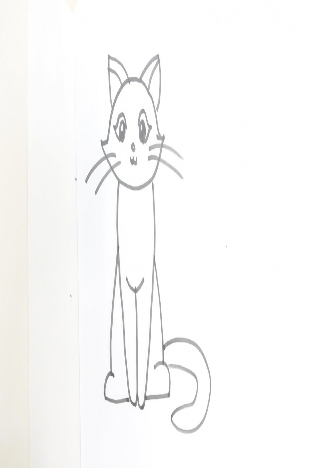 How to Draw a Cartoon Cat Sitting