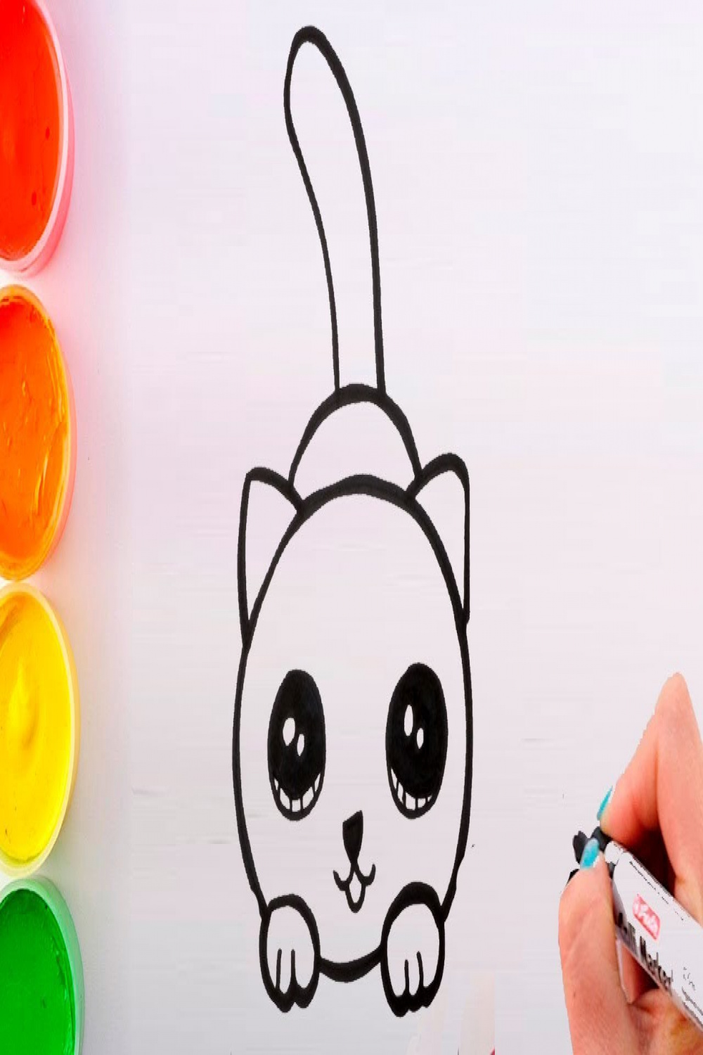 How to draw a CAT for KIDs KAWAII coloring and drawing for Toddlers