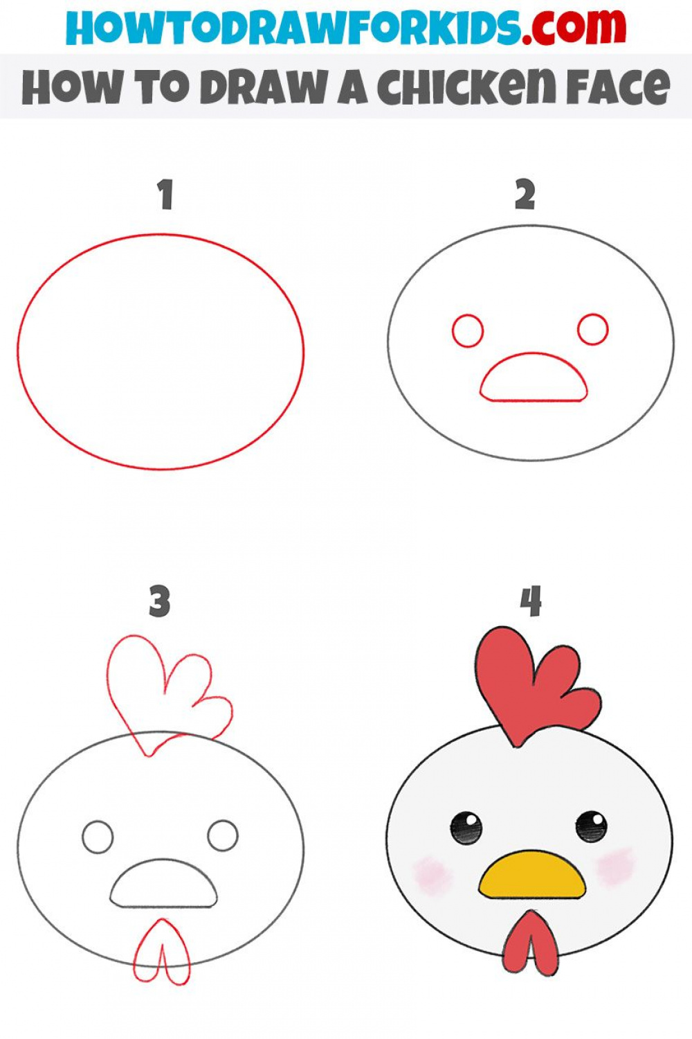 How to Draw a Chicken Face for Kindergarten - Easy Tutorial