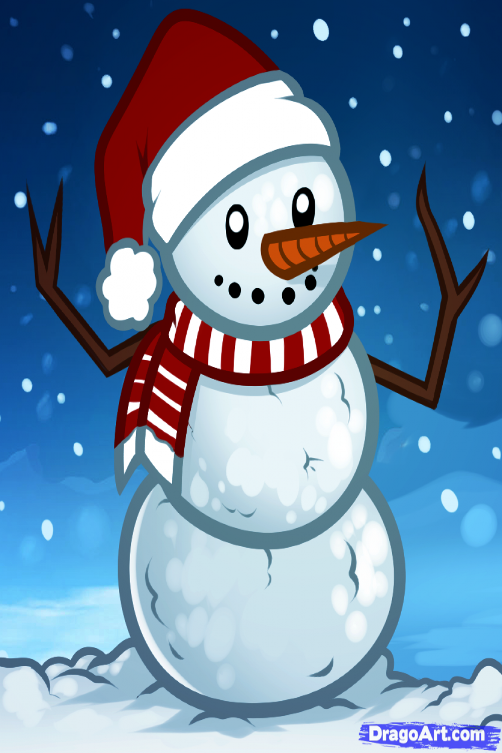 How to Draw a Christmas Snowman   Christmas drawing, Christmas