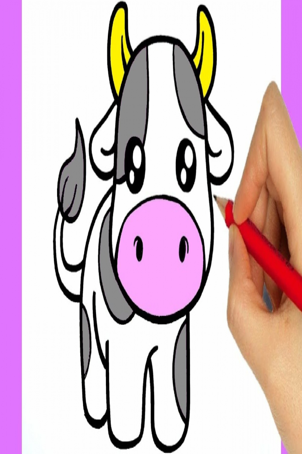 How to Draw a Cow - Cartoon Drawing Tutorial - beginner, easy