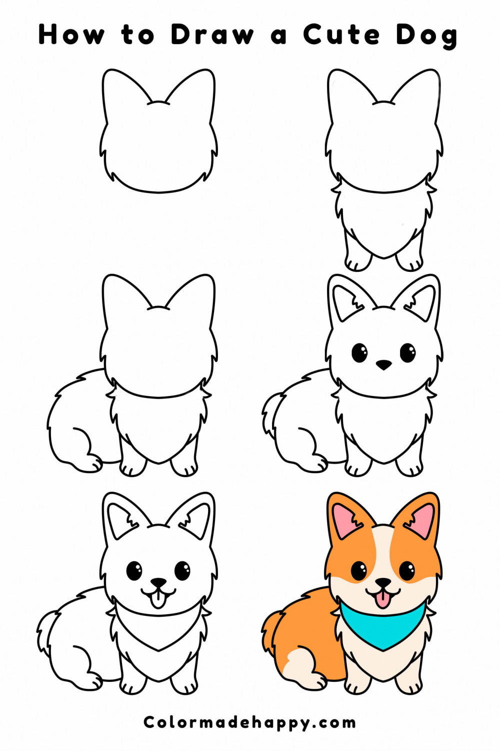 How to Draw a Cute Dog • Color Made Happy