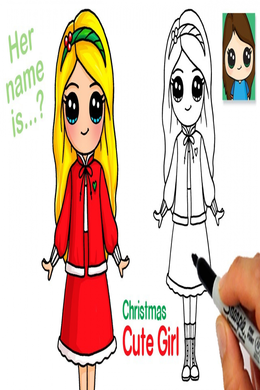 How to Draw a Cute Girl for Christmas🎄Happy Holidays!