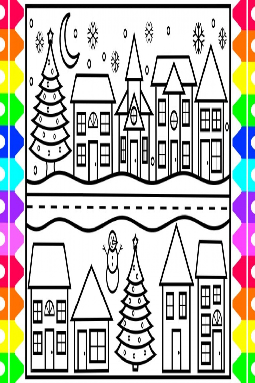How to Draw a Cute Little Town for Christmas 🎄☃️ Christmas Drawing and  Coloring Pages for Kids