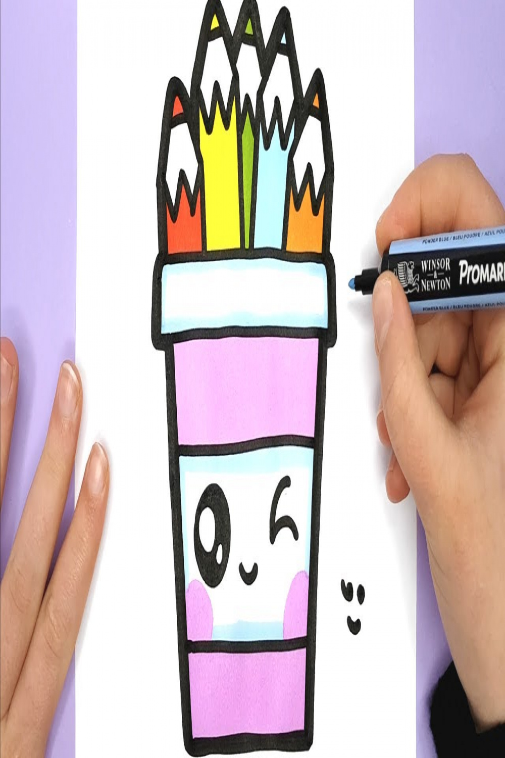 How to Draw a CUTE PENCIL POT - EASY - HAPPY DRAWINGS