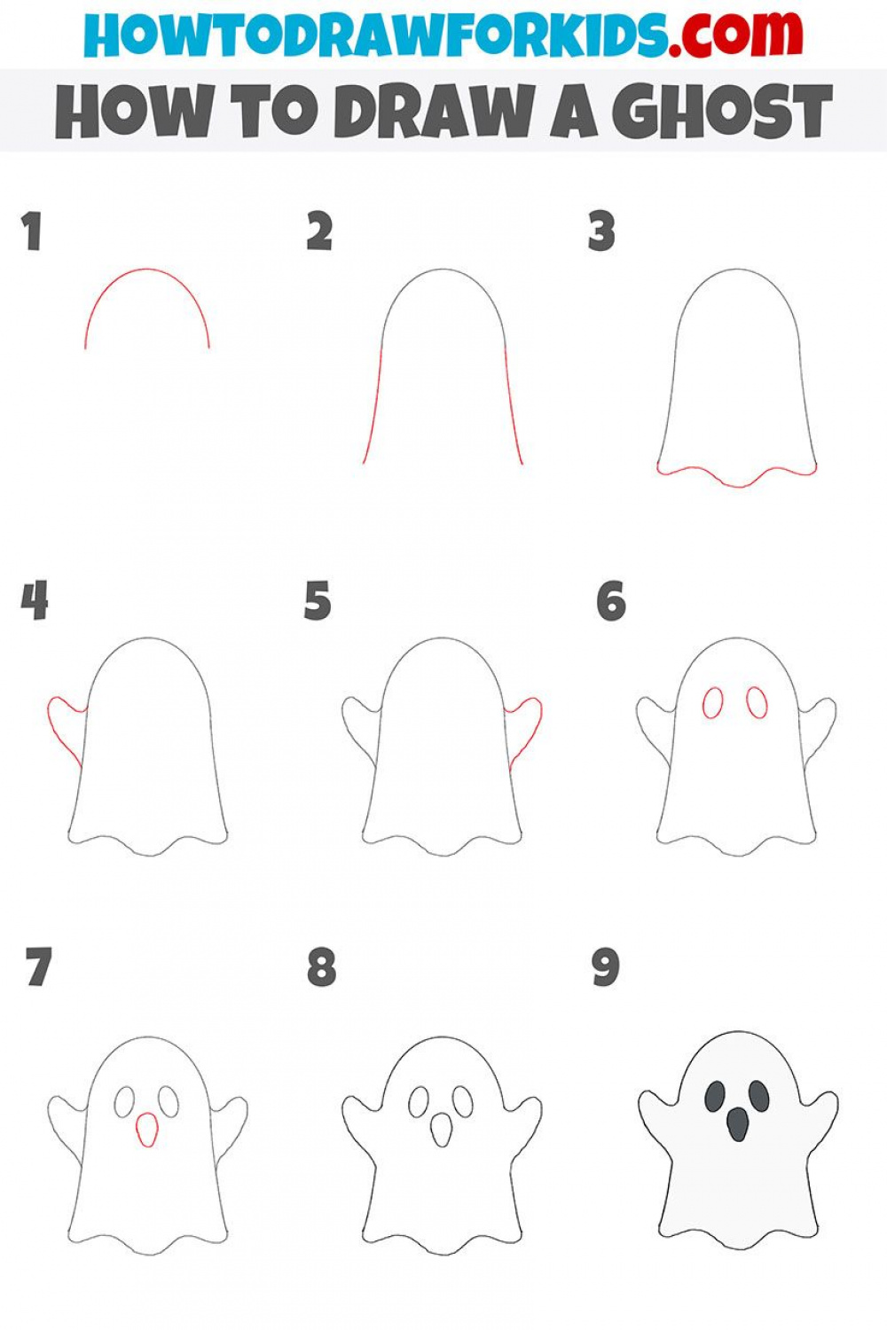 how to draw a ghost step by step  Halloween drawings, Cute easy