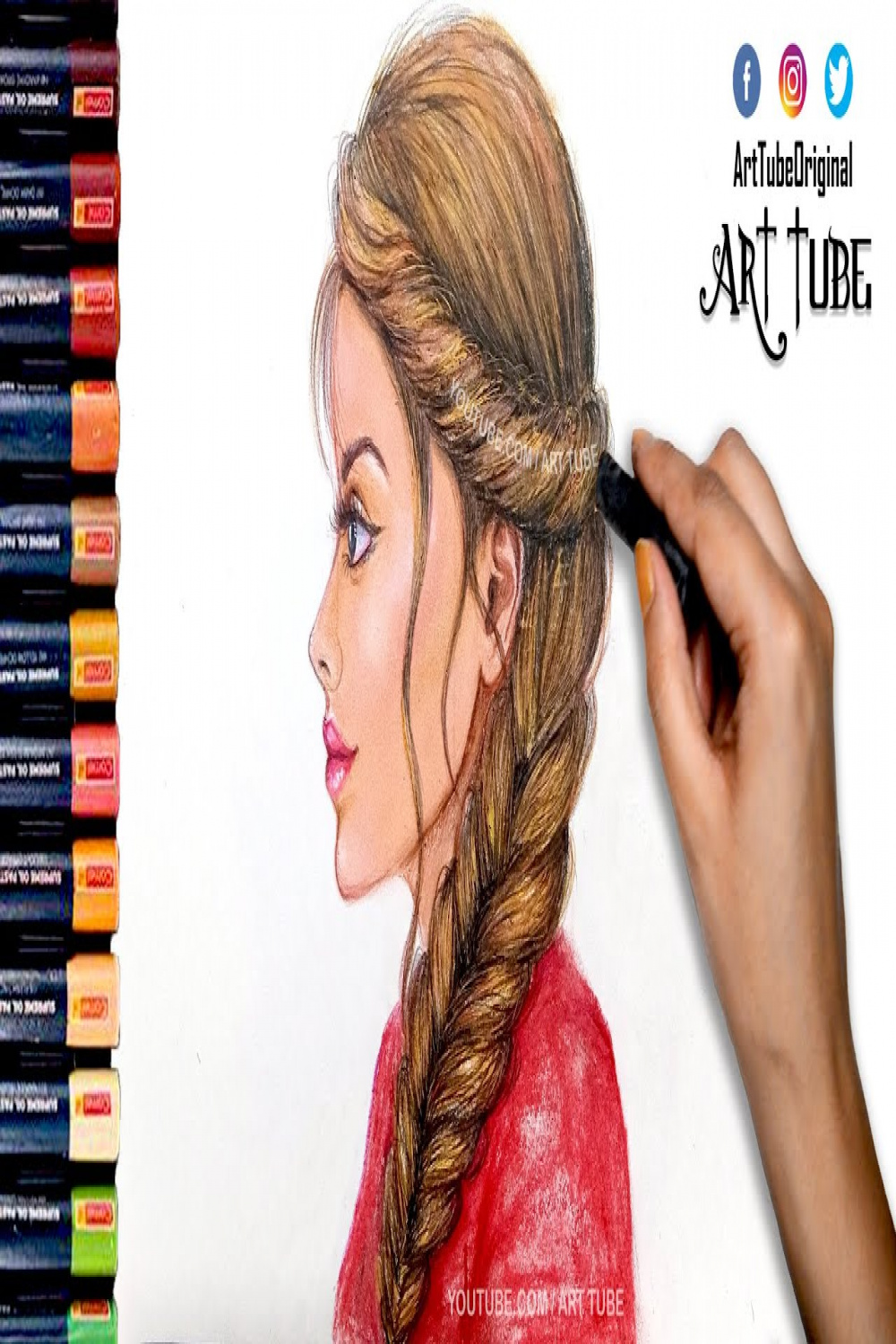 How to Draw a Girl Side Face with Beautiful Hairstyle using Oil Pastel   Beautiful Braid Hair Girl