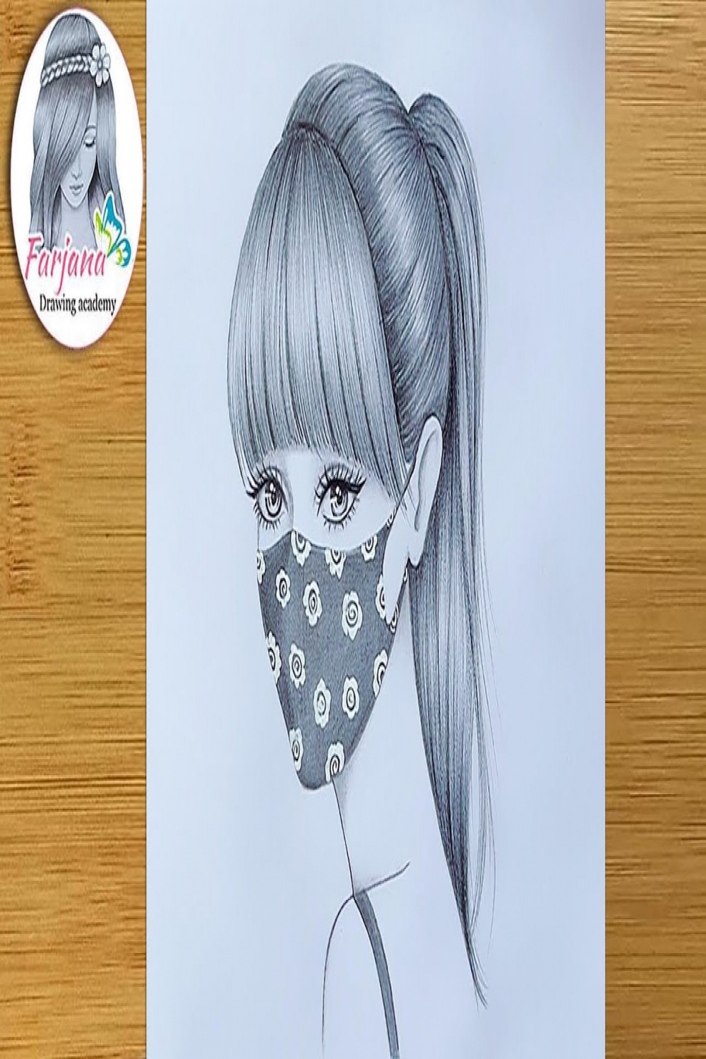 How to draw a girl with a mask - Pencil Sketch  Beautiful Girl Drawing   Kolay Maskeli Kız Çizimi