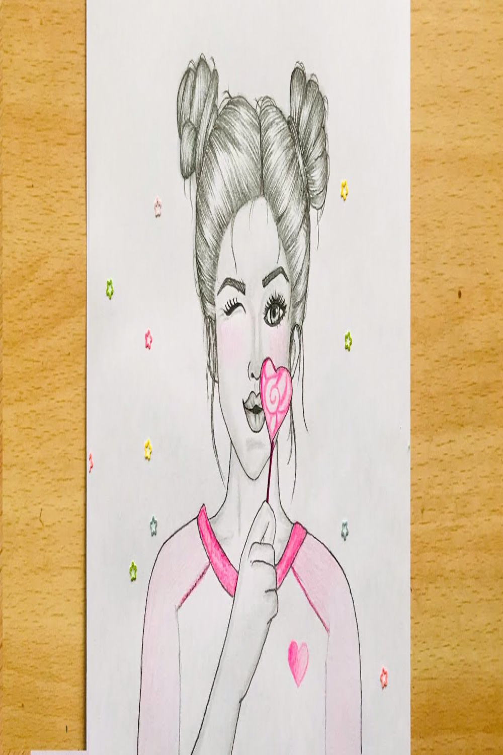 How to draw a girl with DOUBLE BUNS hair - step by step
