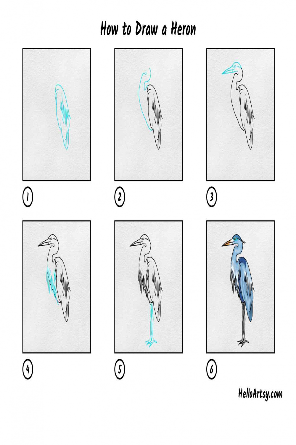 How to Draw a Heron - HelloArtsy